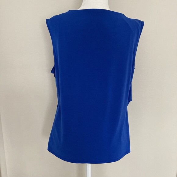 Lane Bryant Womens Sleeveless Blouse Blue Size 14/16 Draped Top Stretch Knit - Picture 7 of 10